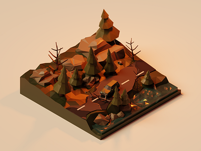 LowPoly | Rocky Forest 3d blender illustration low poly
