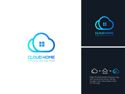 Cloud Home Real Estate Logo Design cloud logo creative logo creative logo design gradient logo logo design logo design branding logo design concept logo designer logo maker meaningful logo minimalist logo real estate logo realestate unique logo