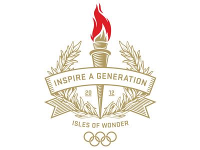 Inspire A Generation banner crest flame olympics torch wreath