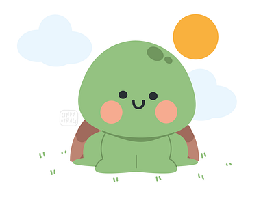 Turtle cute design illustration kawaii minimal stickers vector