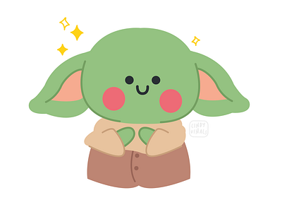 Yoda cute design illustration kawaii minimal stickers vector