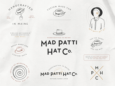 Mad Patti Hat Co. | Logo Set brand design brand designer brand identity brand identity design brand refresh branding handdrawn hats icons illustration line art line drawings logo logo set maine portland procreate rebranding small business vector