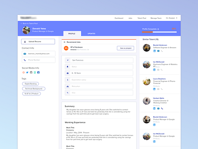 Talent Profile profile recruiting sass