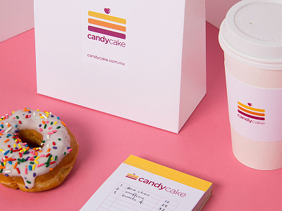 candycake branding donuts logo packaging pink restaurant