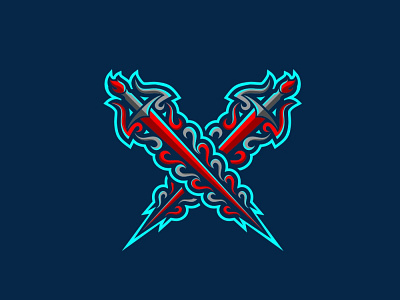 Twin Demon Sword design illustration logo logodesign