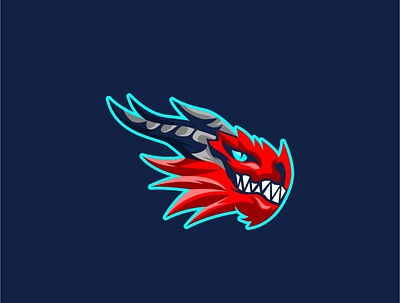 Red Head of Dragon design illustration logo logodesign vector