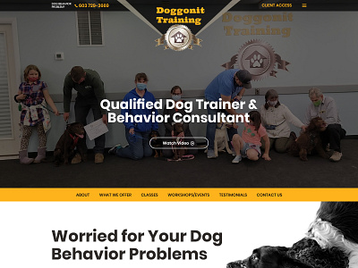 Creative website template design for dog training camp