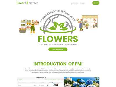 Creative website template design for flower selling company