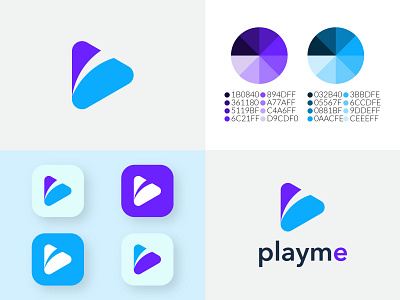 Playme Logo, Media Play Logo, Modern Play Logo 3d branding graphic design logo minimal logo modern logo play play logo player playme producer video play