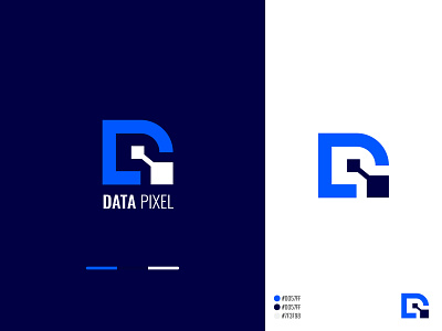 D Letter Logo , Data pixel logo