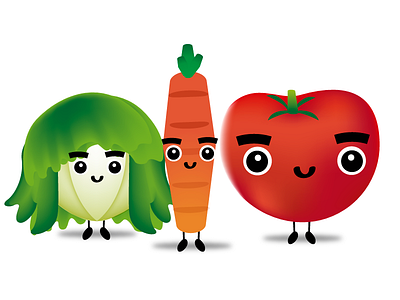 Vegetables Gang carrot crew cute food gang green lettuce tomatoe vegetables