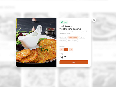 Product Card Modal delivery design ecommerce food product card modal ui web design