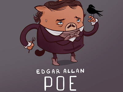 Edgar Allan Poe Cat cat digitalpainting illustration poe