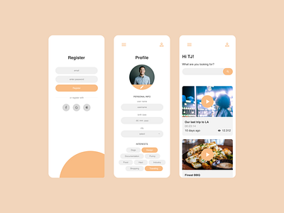 Mobile video platform chips design edit figma interests login orange player preferences profile register ui ux ux design ux inspiration video video player