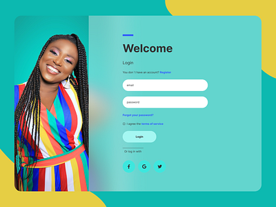 Login screen color dailyui design email login password register social media ui uidesign ux webdesign welcome