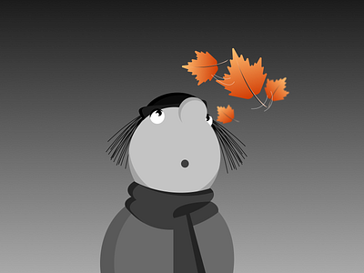 autumn is coming autumn dark design graphic design grey guy illustration inspirational leaves mindulness moody thoughful winter