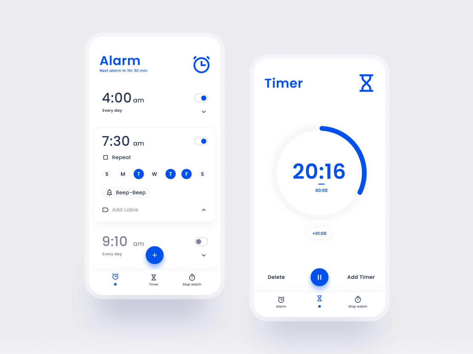 Alarm app || UI Design by Kirtanya - Dezinx on Dribbble