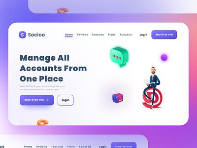 Socioo manage all accounts - landing page