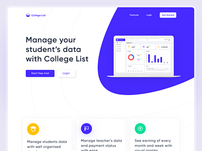 College management ERP - landing page dailyui dailyuichallenge design ui ui design uidesign