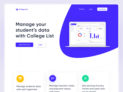 College management ERP - landing page