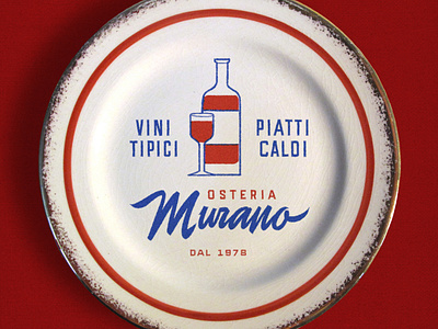 Osteria Murano decorative plate branding logo osteria restaurant branding script lettering typography
