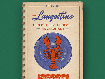 Langostino Lobster House Restaurant menu design branding hand lettering identity design menu design restaurant branding retro design script lettering typography vintage design