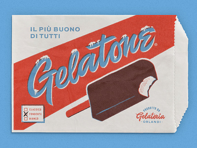 "Gelatone" Ice Cream paper bag branding ice cream logo logo design packaging paper bag product branding script lettering