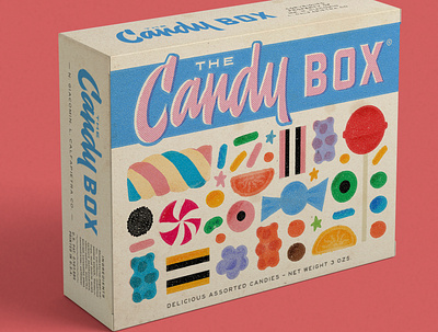 Candy Box - Packaging box mockup candy packaging design retro design script lettering typography vintage design