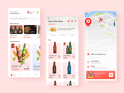 Liquor Delivery App app design branding delivery app design ecommerce liquor minimal shop app tracking app ui ux