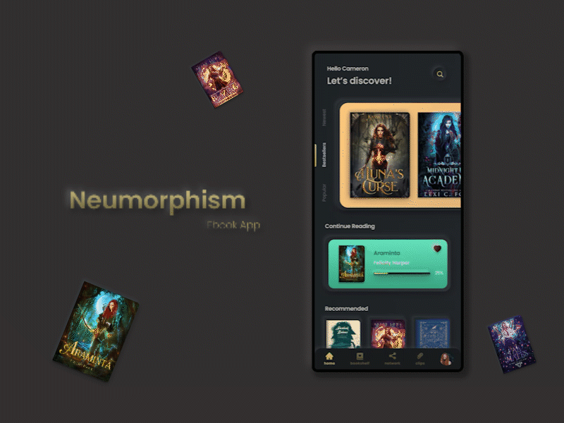 Ebook App app design design ebook ebook app ebook design neumorphic neumorphism neumorphism ui ui