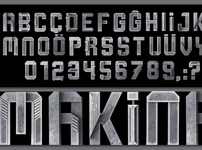 Machine Font alphabets font fonts handmadefont handmadetype iron iron font machine mechanic type typography