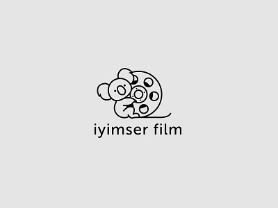 iyimser film logo / optimistic film logo amblem animal film bobbin film bobbin funny icon koala line icon logo logo design movie