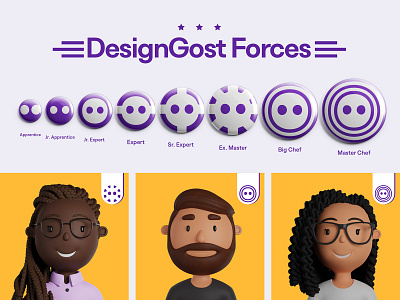 Rebranding DesignGost - Forces Design badge branding character design forces graphic design icon illustration logo pin symbol