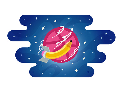 Hello Dribbble! debut firstshot galaxy hello dribble hellodribbble illustrator rocket vector vector illustration