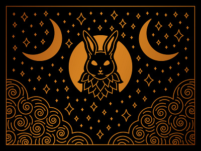 2023 rabbit line illustration 2023 bunny design gold illustration line lineart linework monoline new year rabbit symbolism vector xmas