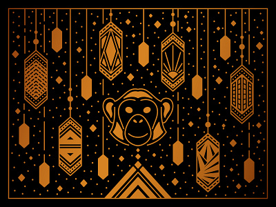 2028 monkey line illustration