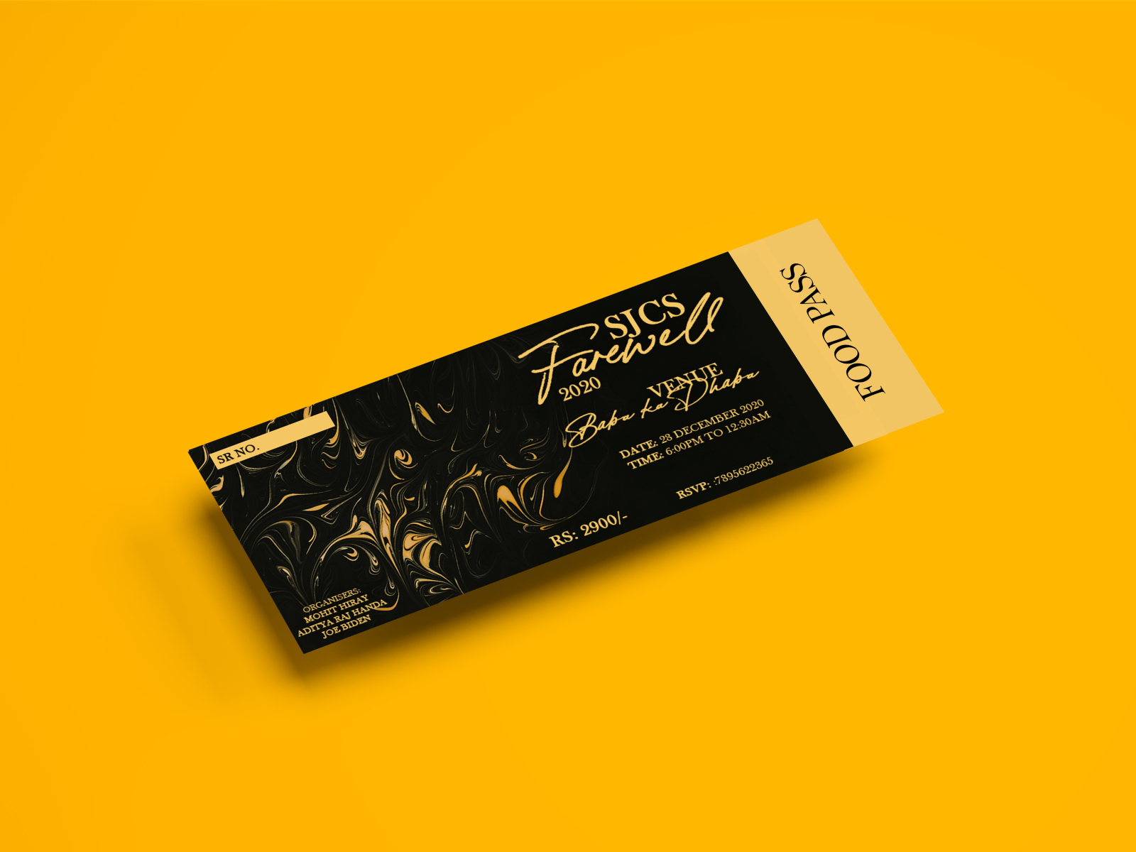 Farewell Entry Ticket/Pass design by Mohit Hiray on Dribbble