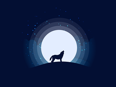 The Night Wolf adobe adobe illustrator design night photoshop sky typography vector vector design vectorart wall art wallpaper wolf