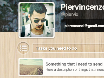 Profile page with lists application avatar icon icons profile ui web design wood