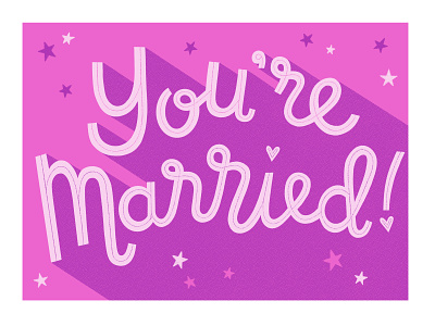 You're Married! greetings card congratulations greetings card design drawn by hand freelance illustrator greetings card hand drawn handlettering illustration marriage procreate wedding wedding greetings card