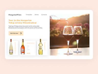 Winery | Wine tour beverage drinks excursion first screen food hungary main screen minimalism minimalistic tasting tour tourism ui web web design website wine winery