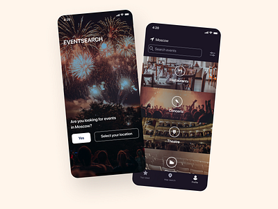 Event search application affiche app booking cinema city concert date event events exhibition festival ios leisure restaurant search theatre tickets ui ux