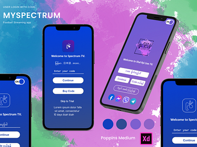 MySpectrum and Shal Kyi Movie and Football Streaming App Login code login graphic design login design mobile streaming ui ux