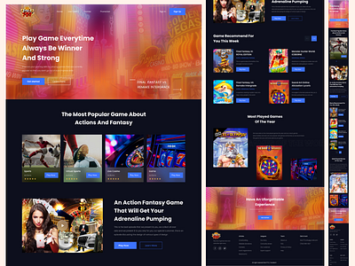 Gaming Website Landing Page Design casino game gaming landing page design ui webdesign