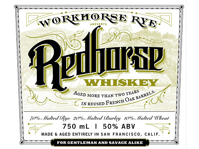 Redhorse Label illustrator lettering packaging rye typography whiskey workhorse