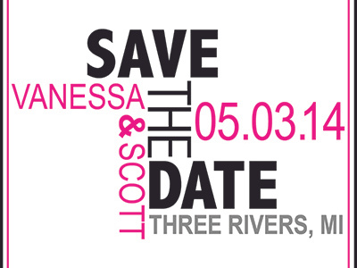 Save The Date invitation pink and black save the date square