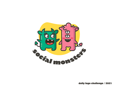 social network logo dailylogochallenge dailylogodesign kids logo logo folio logodesign logotype monster club monsters social network vector illustration