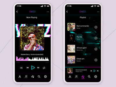 Vibez Music app app design illustration ui ux