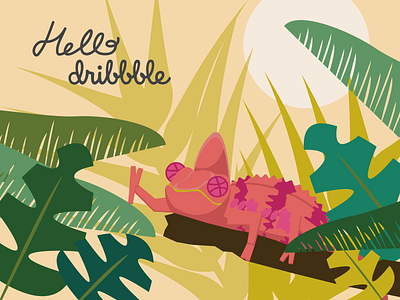 Hello Dribbble adobe illustrator chameleon debut design firstshot hello dribbble illustration vector