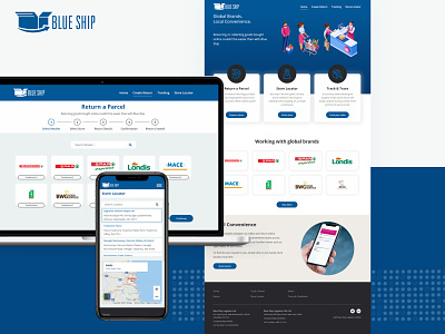 Blue Ship app logistics parcel return parcel shopping store locator tracking